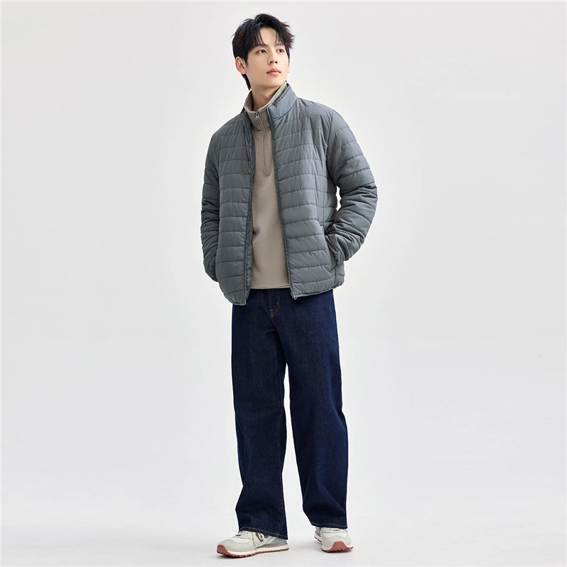 佐丹奴 纯色立领护颈防风梭织棉衣外套棉服 男款