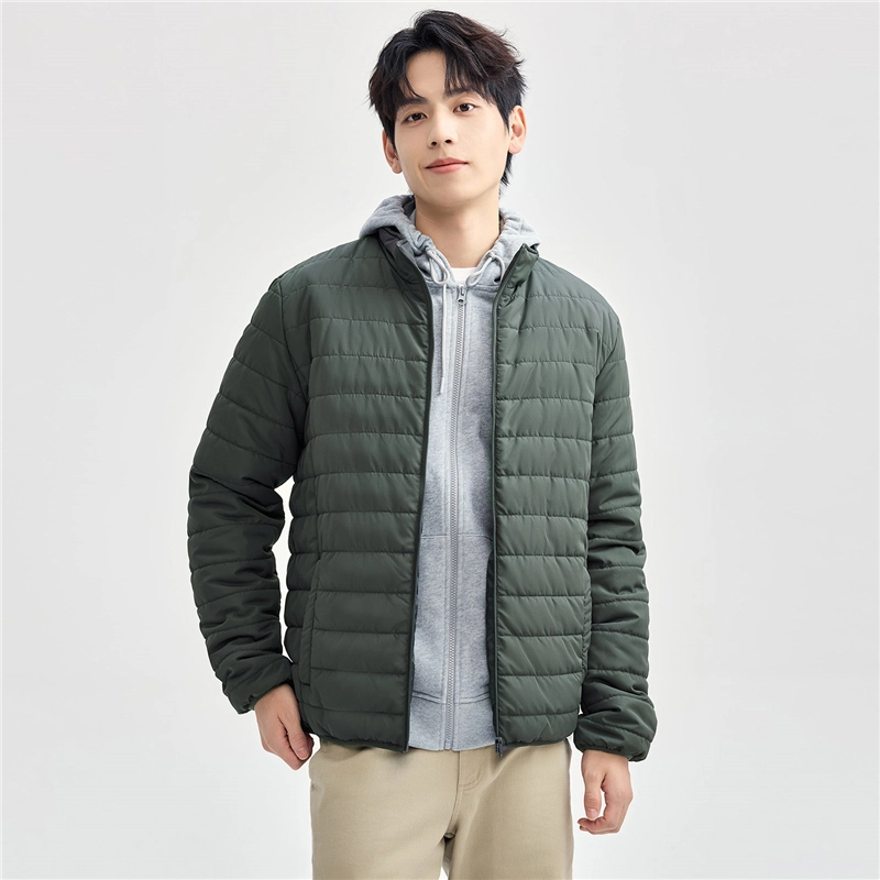 佐丹奴 纯色立领护颈防风梭织棉衣外套棉服 男款