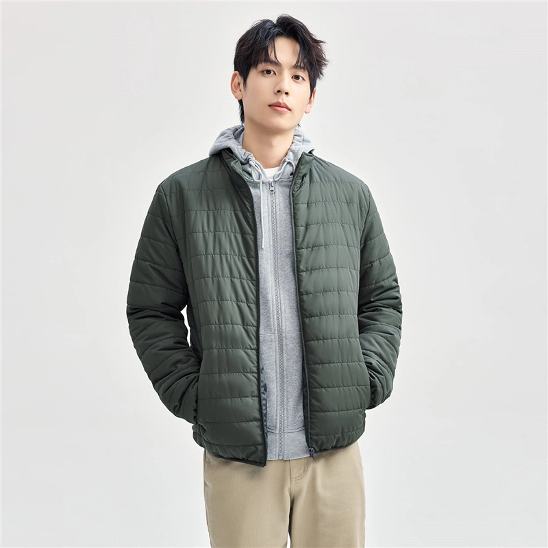 佐丹奴 纯色立领护颈防风梭织棉衣外套棉服 男款
