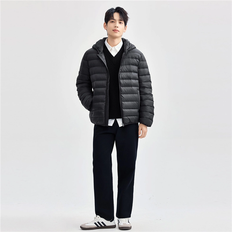 佐丹奴 鸭绒连帽梭织轻暖羽绒服 男款