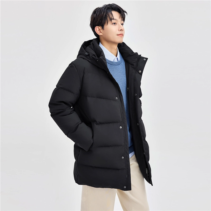 佐丹奴 连帽舒适中长款梭织羽绒服 男款