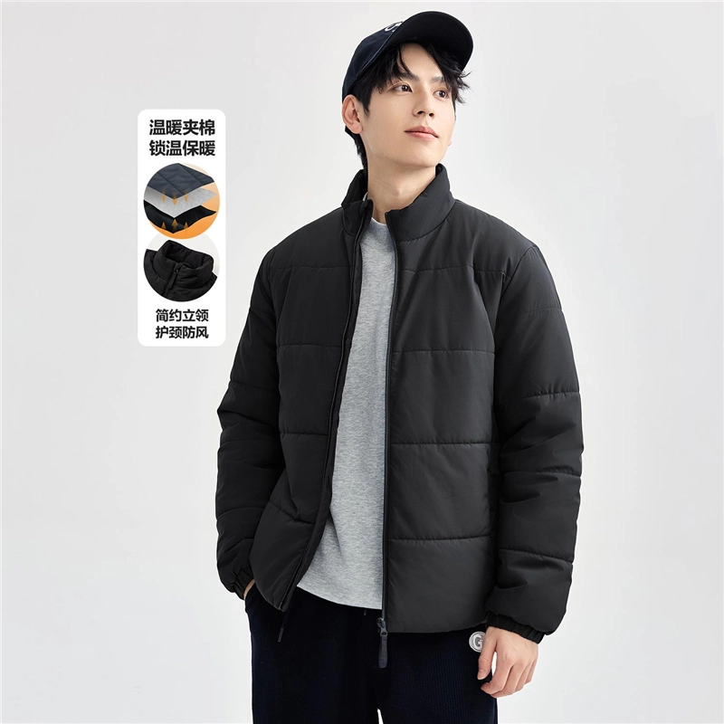 佐丹奴 夹棉保暖简约纯色立领梭织棉服 男款