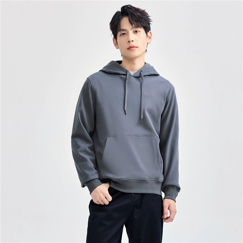 佐丹奴 加绒保暖帽衫袋鼠兜连帽针织套头卫衣 男款