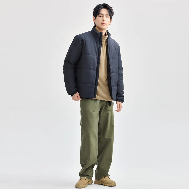 佐丹奴 夹棉保暖简约纯色立领梭织棉服 男款