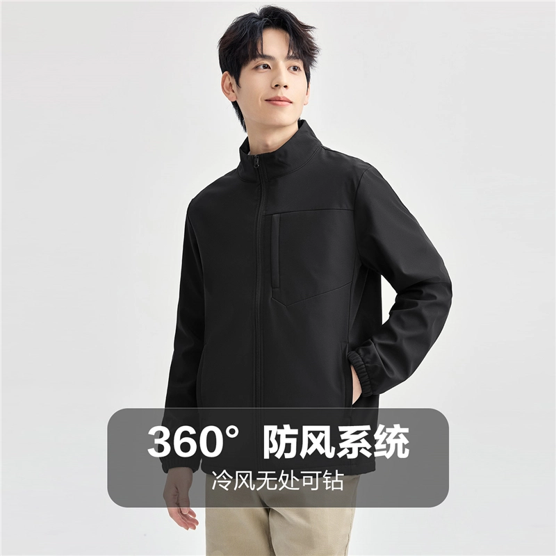 佐丹奴 复合摇粒绒破骨口袋立领梭织软壳夹克外套 男款