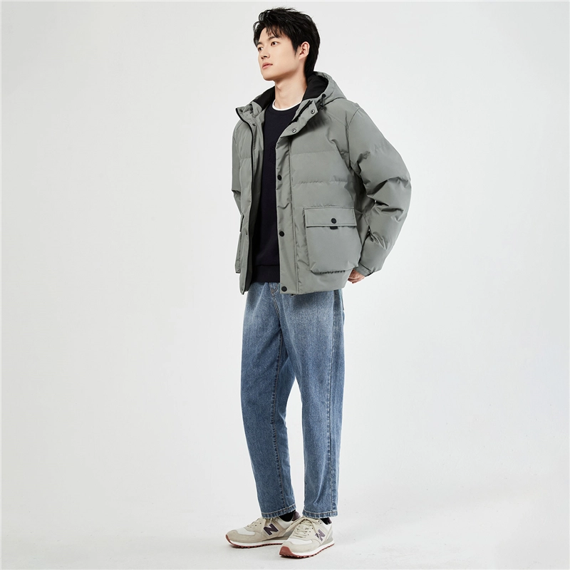 佐丹奴 工装大口袋连帽梭织棉衣外套棉服 男款
