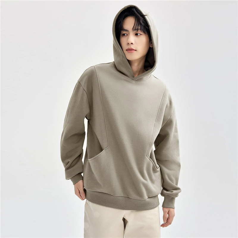 佐丹奴 加绒保暖破骨口袋连帽针织套头卫衣 男款