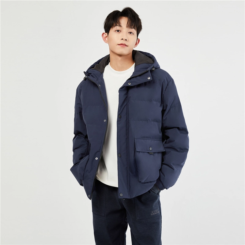 佐丹奴 工装大口袋连帽梭织棉衣外套棉服 男款
