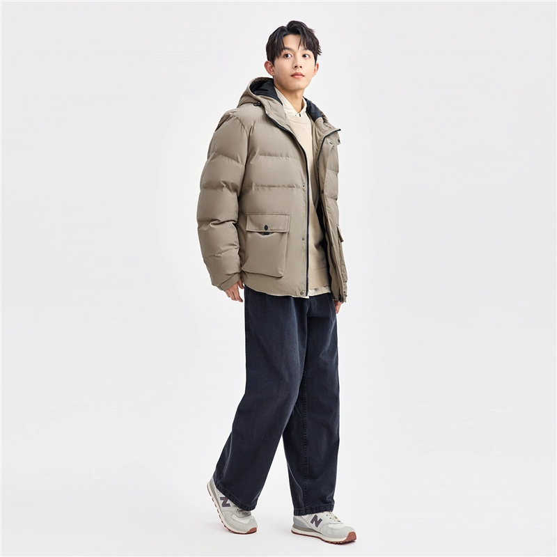 佐丹奴 工装大口袋连帽梭织棉衣外套棉服 男款