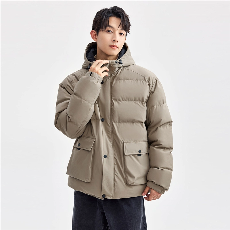 佐丹奴 工装大口袋连帽梭织棉衣外套棉服 男款
