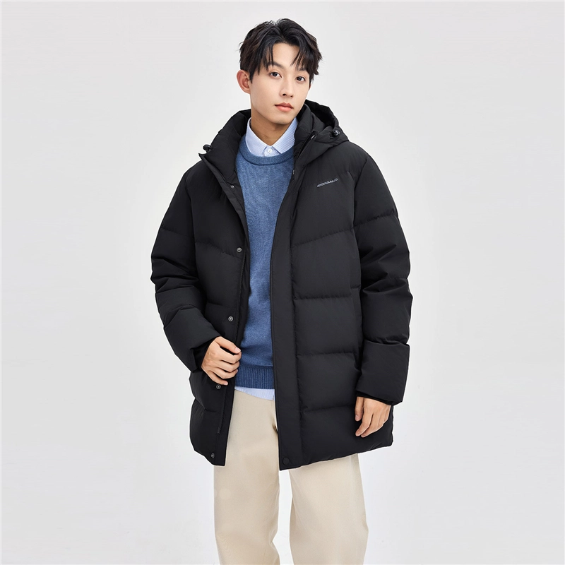 佐丹奴 连帽舒适中长款梭织羽绒服 男款