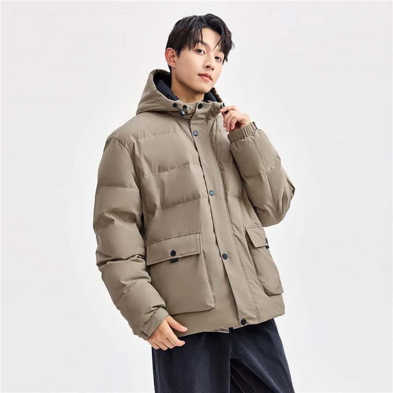 佐丹奴 工装大口袋连帽梭织棉衣外套棉服 男款
