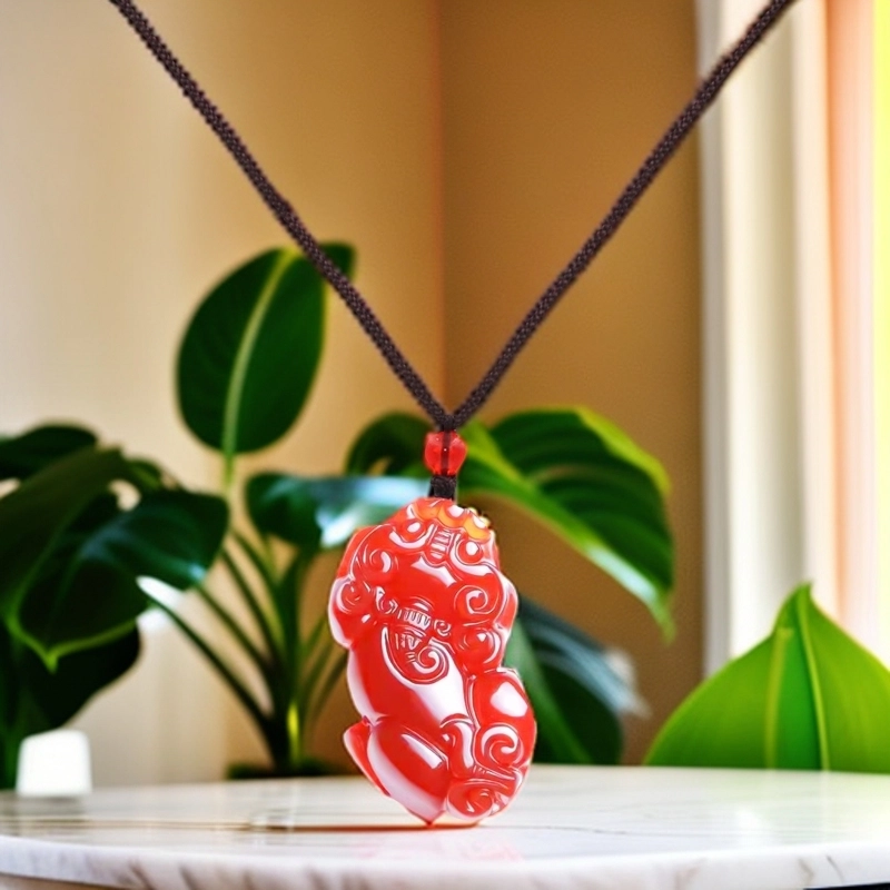 周帝王 龙年招财转运纳福貔貅吞金兽 新中式古风国潮编织本命年 玛瑙 项链 男女同款情侣款