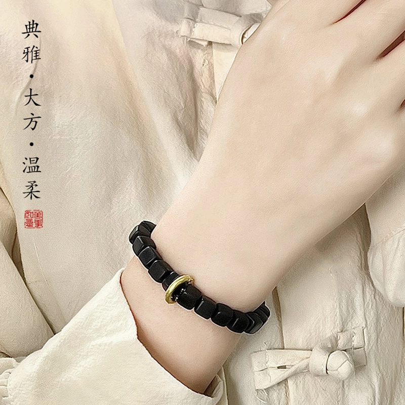 周帝王 【高品质】白马寺发财小糖块文玩盘串小众轻奢国潮风新中式复古招财纳福设计 檀木 手串 男女同款情侣款
