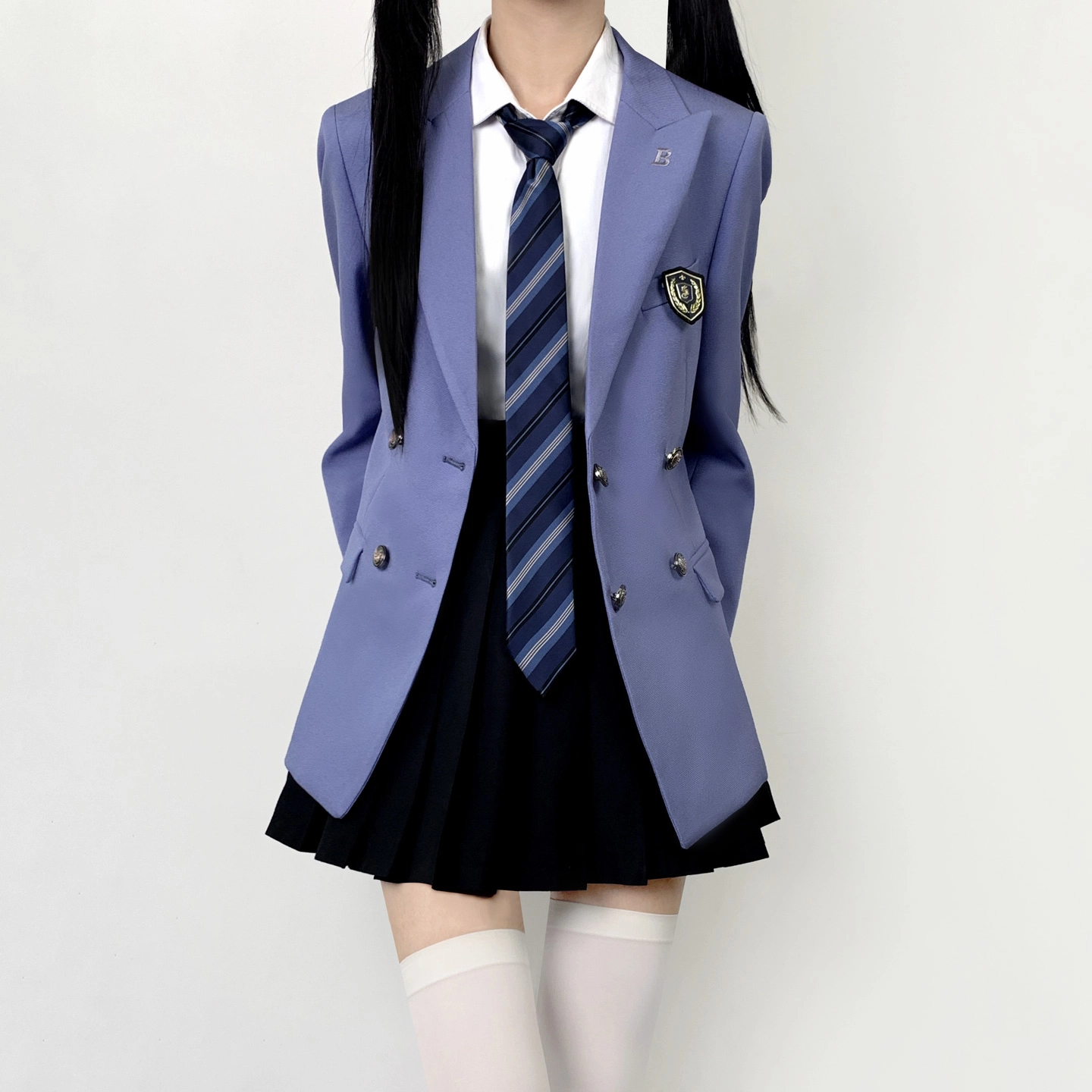 木村叔 夏季学院风女学生双排扣西服套装外套 女款