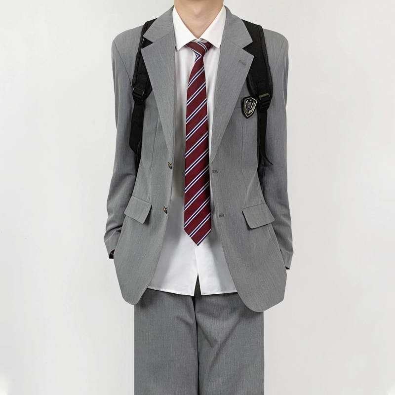 木村叔 日系原创两粒扣黑色纯色平驳领宽松型西装 男款