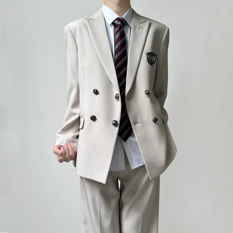 木村叔 原创设计多色西装院风纯色直筒双排扣戗驳领西服制服 男女同款