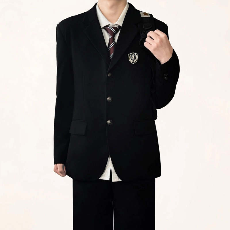 木村叔 保暖薄款羽绒青少年休闲西装 男款 黑色