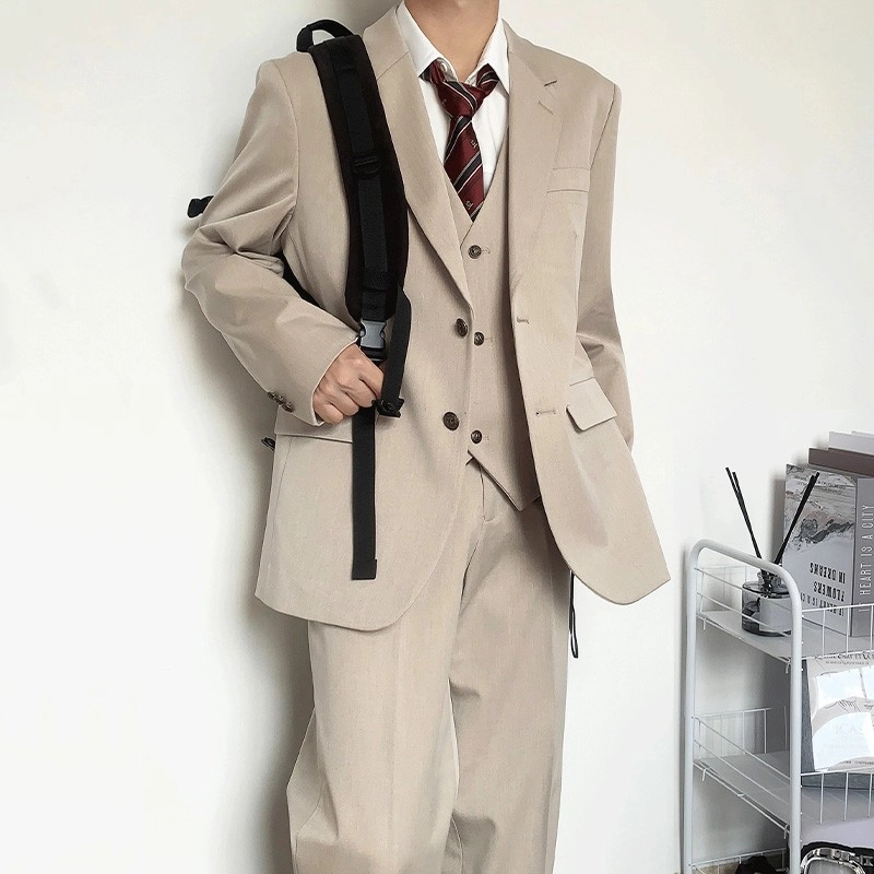 木村叔 百搭日系直筒长纯色休闲西装 男款