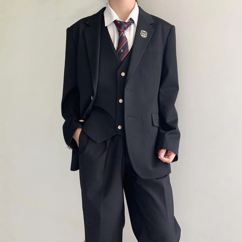木村叔 百搭日系直筒长纯色休闲西装 男款