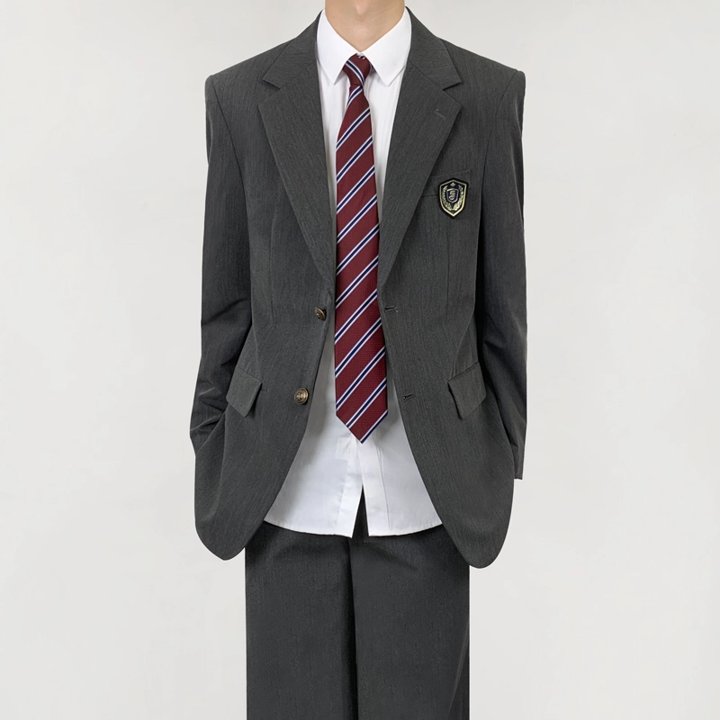 木村叔 日系原创两粒扣黑色纯色平驳领宽松型西装 男款