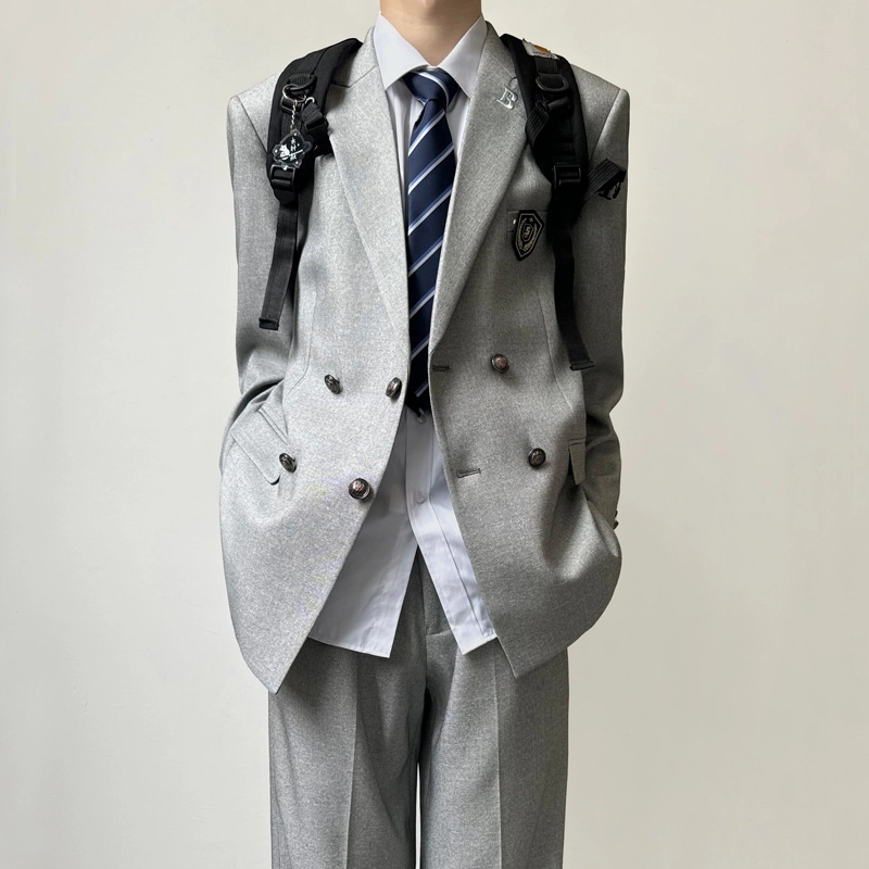 木村叔 刺绣浅薄荷绿初夏季戗驳领宽松型西装 男款