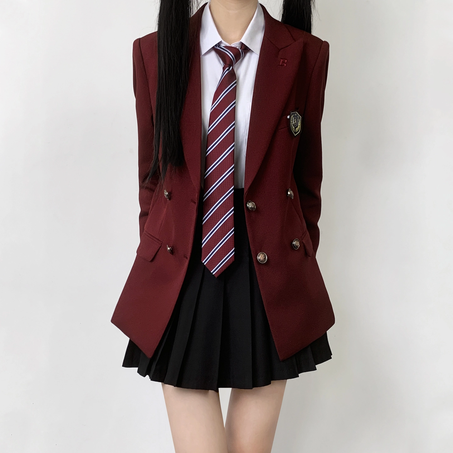 木村叔 夏季学院风女学生双排扣西服套装外套 女款