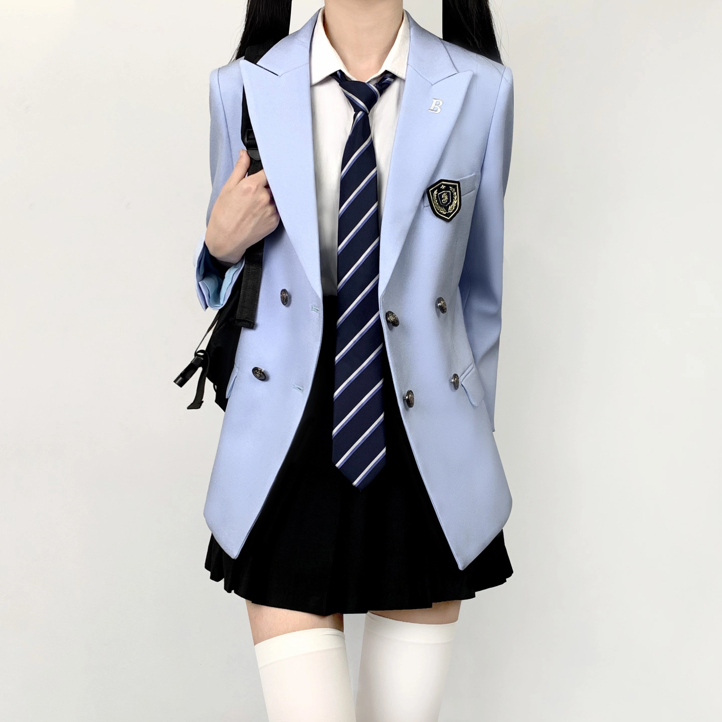 木村叔 夏季学院风女学生双排扣西服套装外套 女款