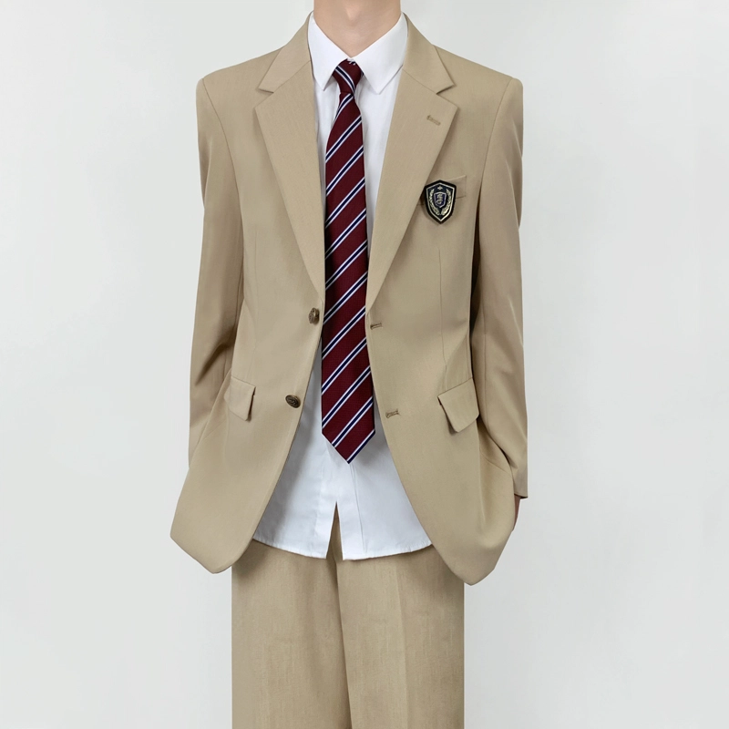 木村叔 日系原创两粒扣黑色纯色平驳领宽松型西装 男款