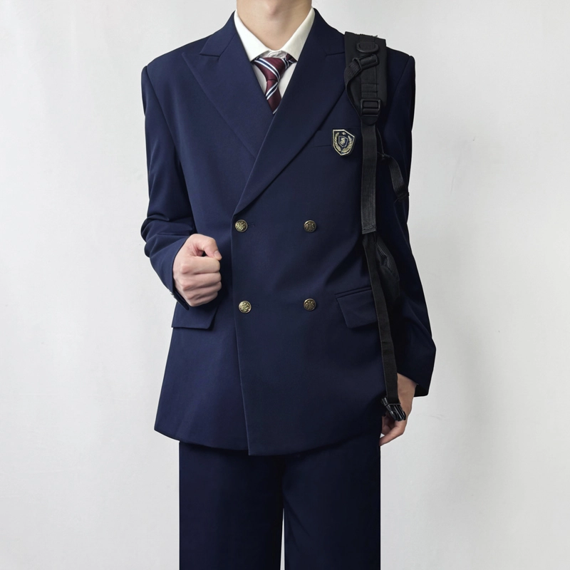 木村叔 双排扣学院风纯色百搭西装 男款