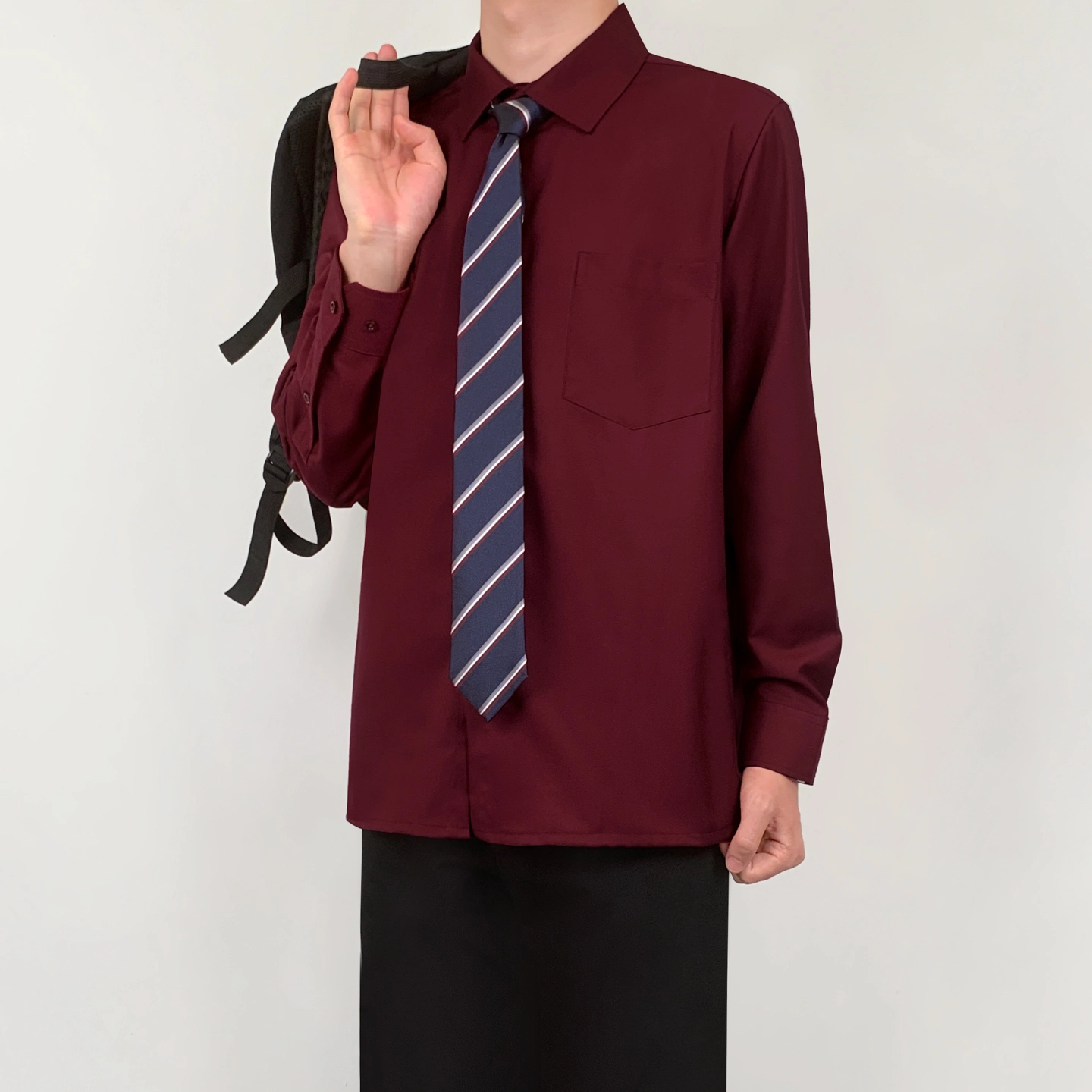 木村叔 制服长袖宽松休闲翻领衬衫 男款