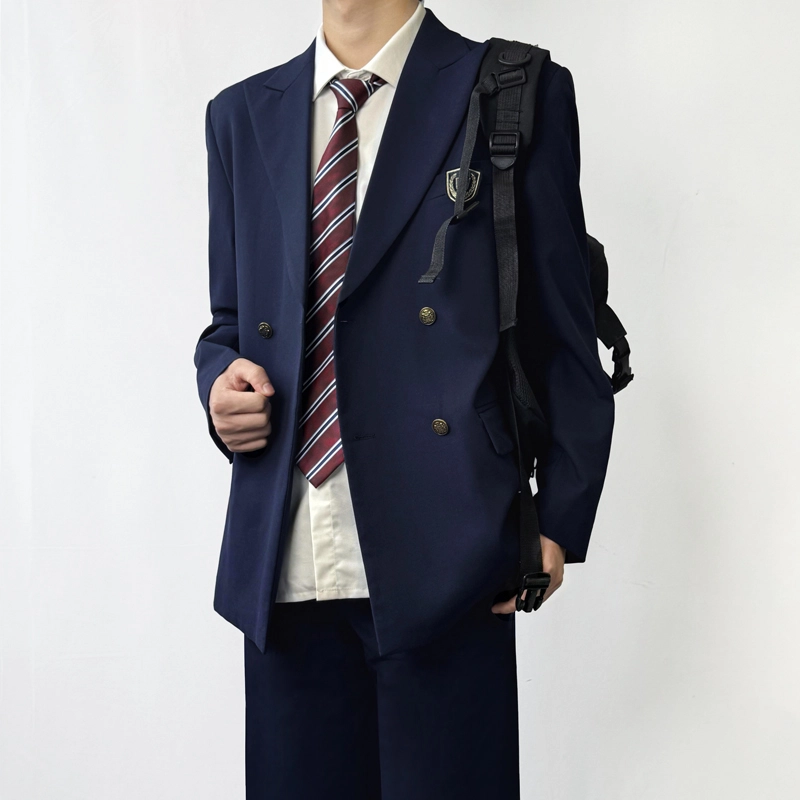 木村叔 双排扣学院风纯色百搭西装 男款