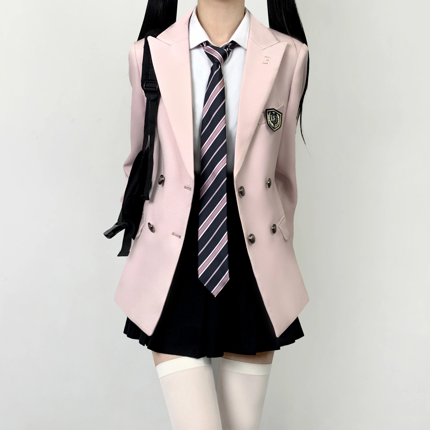 木村叔 夏季学院风女学生双排扣西服套装外套 女款