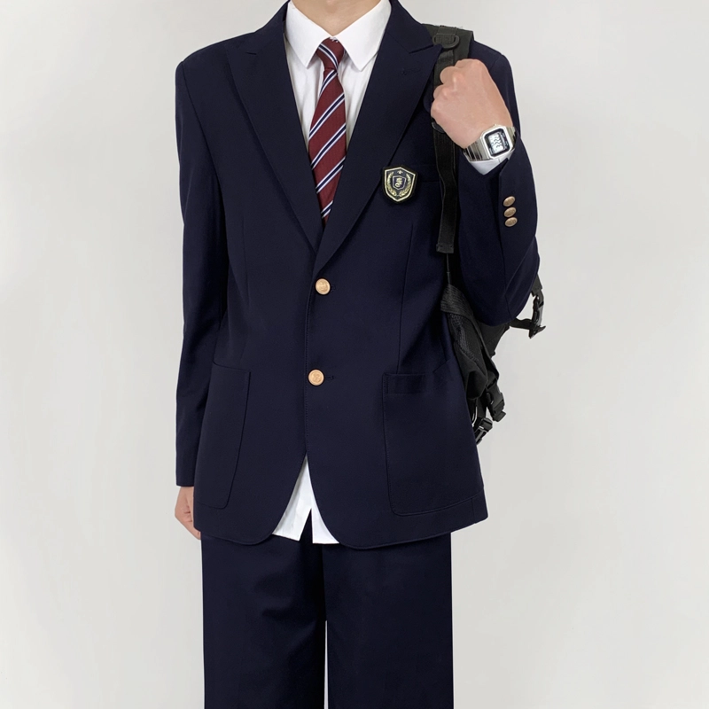 木村叔 酒红色夏季学院风纯色戗驳领宽松型西装 男款