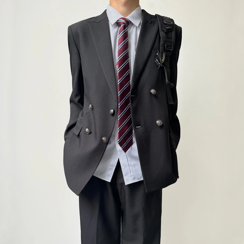 木村叔 原创设计多色西装院风纯色直筒双排扣戗驳领西服制服 男女同款