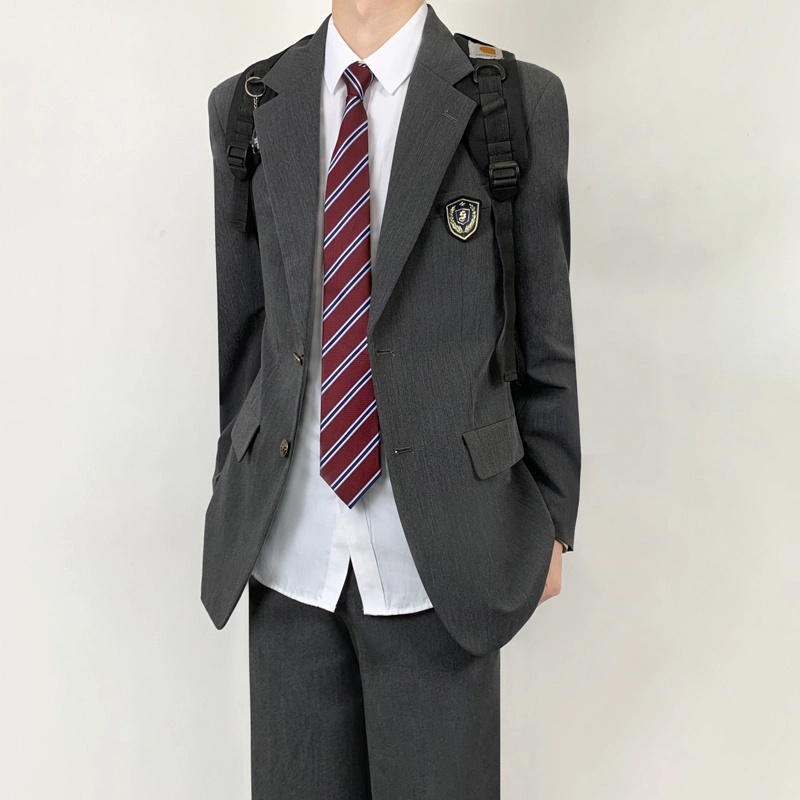 木村叔 日系原创两粒扣黑色纯色平驳领宽松型西装 男款