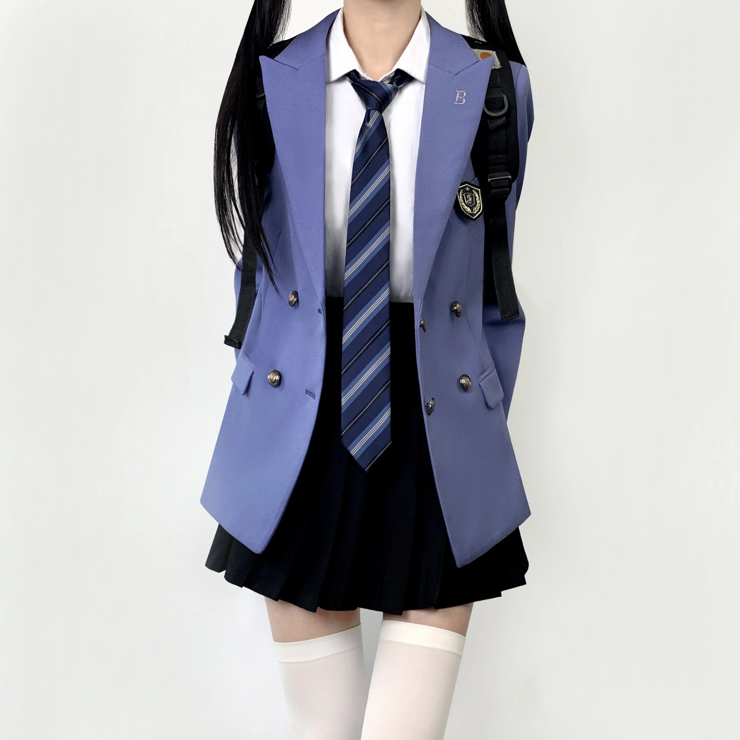 木村叔 夏季学院风女学生双排扣西服套装外套 女款
