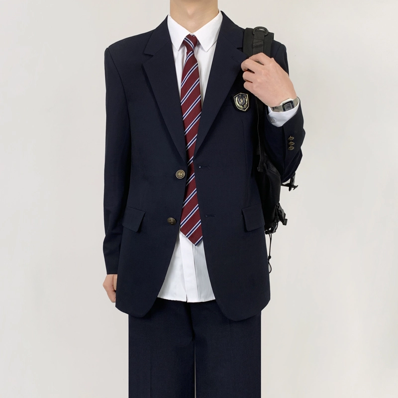 木村叔 日系原创两粒扣黑色纯色平驳领宽松型西装 男款