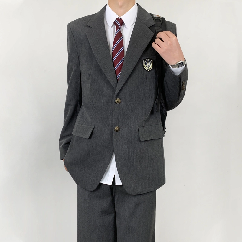 木村叔 日系原创两粒扣黑色纯色平驳领宽松型西装 男款