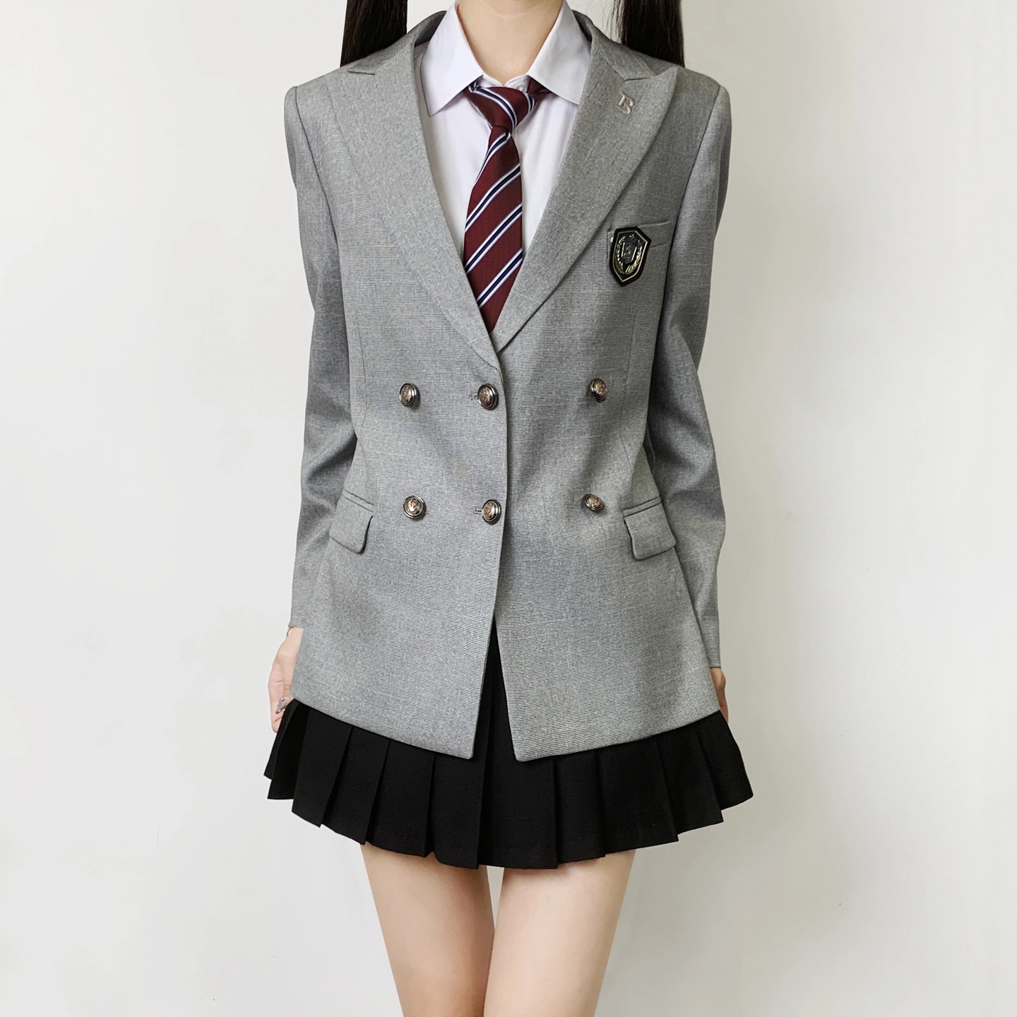 木村叔 夏季学院风女学生双排扣西服套装外套 女款
