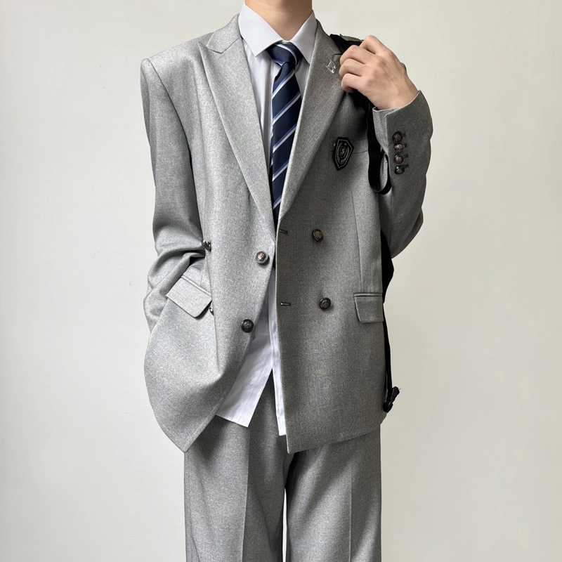 木村叔 刺绣浅薄荷绿初夏季戗驳领宽松型西装 男款