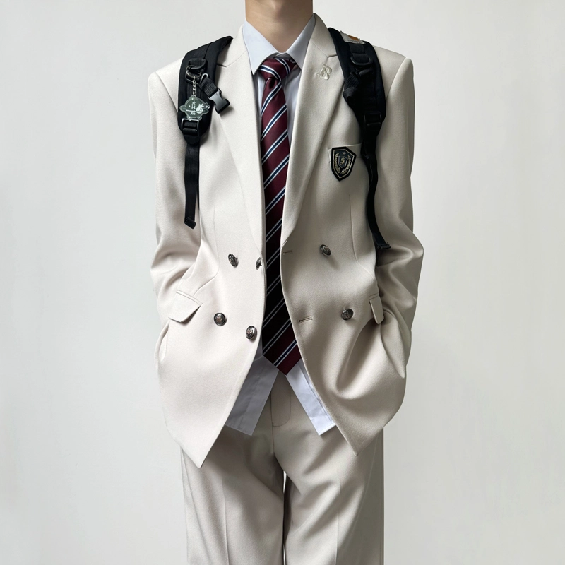 木村叔 刺绣浅薄荷绿初夏季戗驳领宽松型西装 男款
