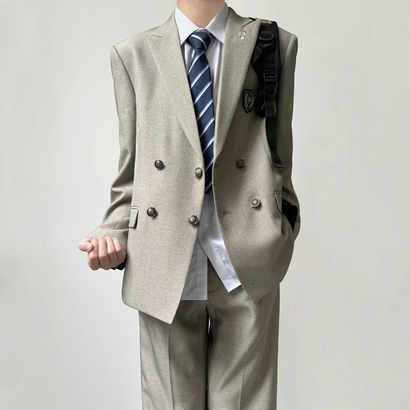 木村叔 原创设计多色西装院风纯色直筒双排扣戗驳领西服制服 男女同款