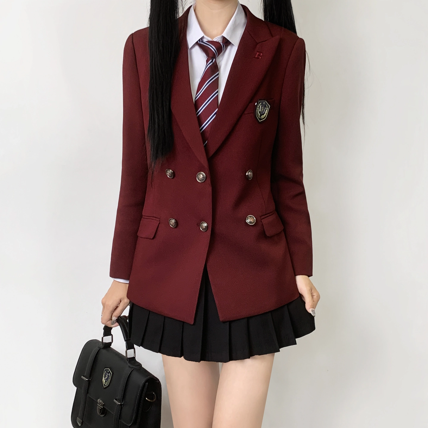木村叔 夏季学院风女学生双排扣西服套装外套 女款