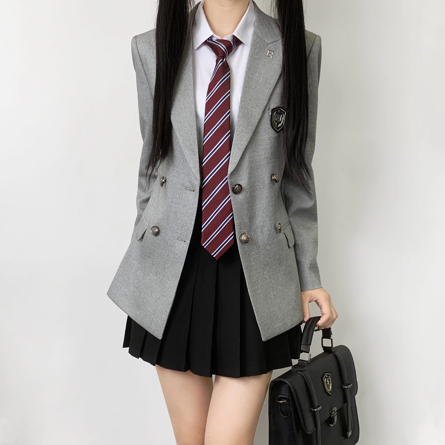 木村叔 夏季学院风女学生双排扣西服套装外套 女款