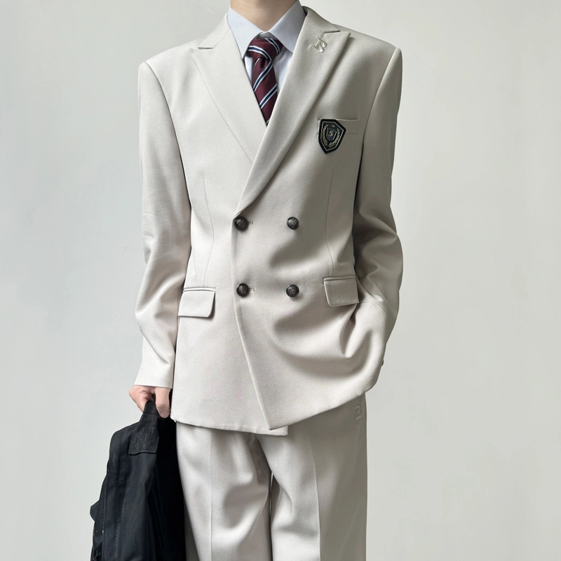 木村叔 原创设计多色西装院风纯色直筒双排扣戗驳领西服制服 男女同款