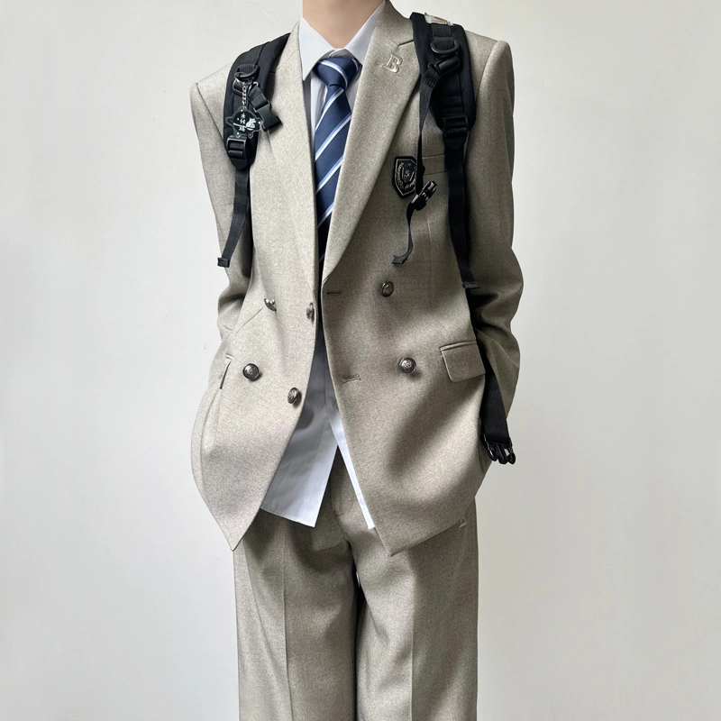 木村叔 原创设计多色西装院风纯色直筒双排扣戗驳领西服制服 男女同款