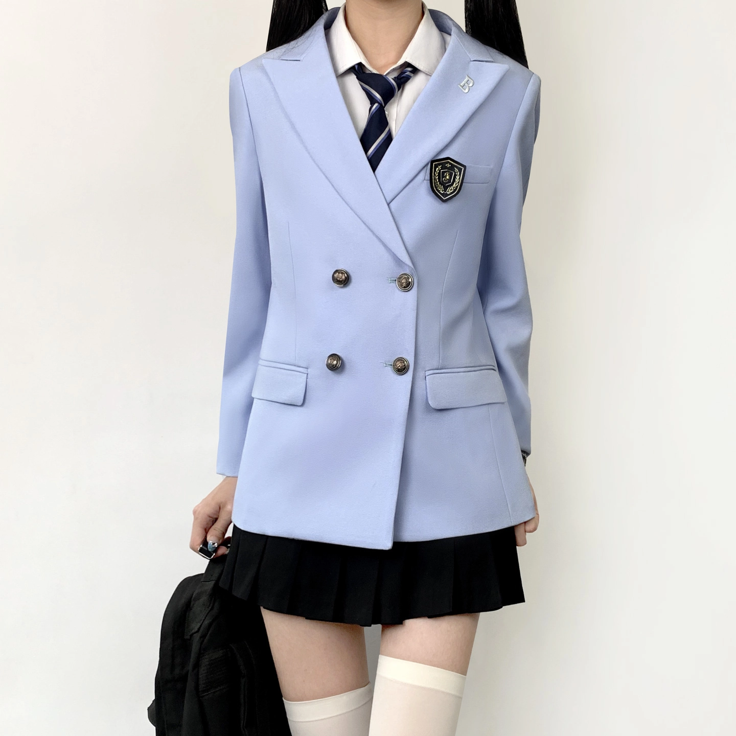 木村叔 夏季学院风女学生双排扣西服套装外套 女款