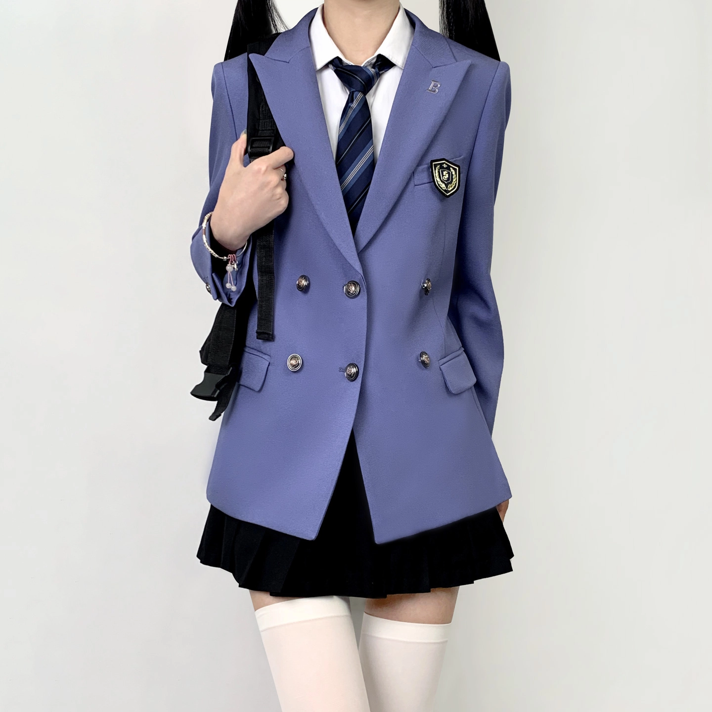 木村叔 夏季学院风女学生双排扣西服套装外套 女款