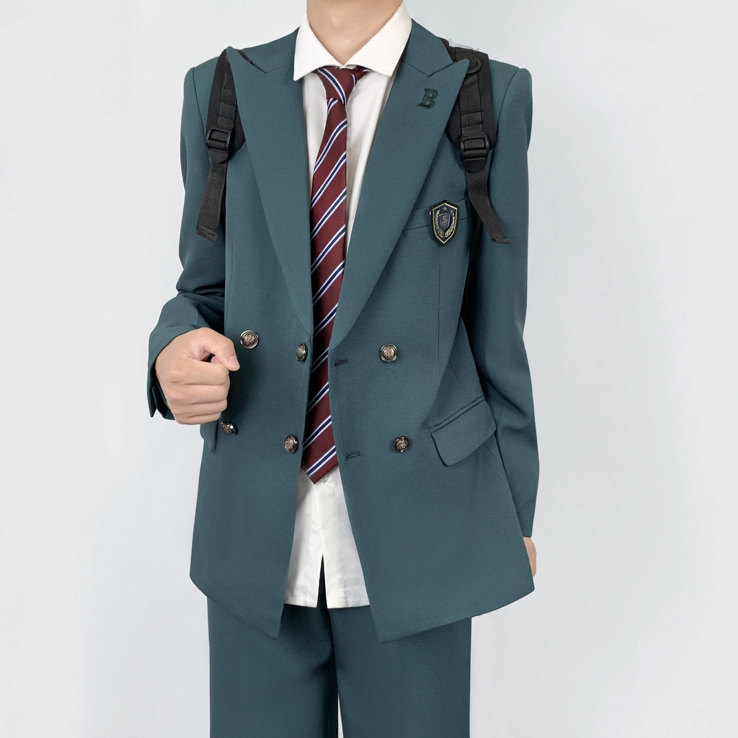 木村叔 刺绣浅薄荷绿初夏季戗驳领宽松型西装 男款